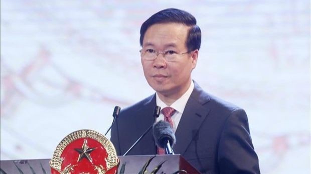 Le Président Vo Van Thuong prononce un discours à l’occasion de la 78e Fête nationale du Vietnam.. Photo : VNA.