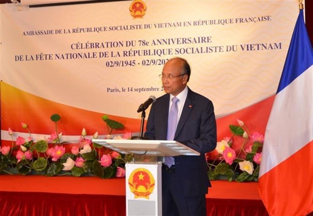 L'ambassadeur du Vietnam en France Dinh Toan Thang à la cérémonie de célébration du 78e anniversaire de la Fête nationale du Vietnam à Paris. Photo: VNA