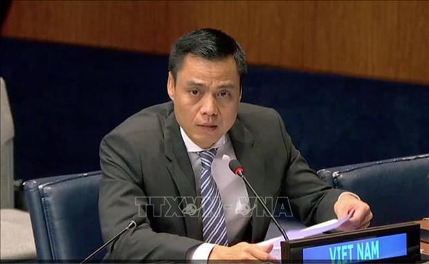 L'ambassadeur Dang Hoang Giang, chef de la Mission permanente du Vietnam auprès de l'ONU, a réaffirmé le soutien de l'ASEAN aux efforts de la communauté internationale pour un monde sans armes nucléaires. Photo: VNA