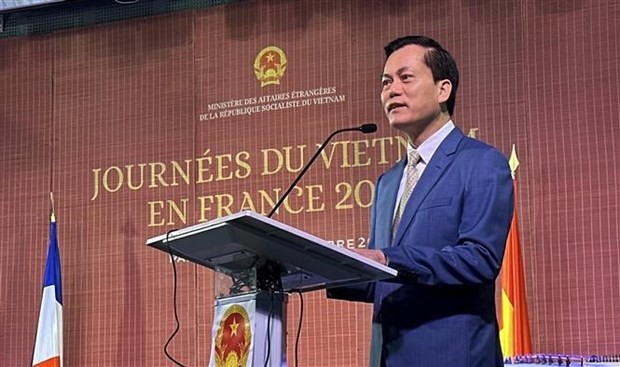 Le vice-ministre des Affaires étrangères, Hà Kim Ngoc, s'exprime lors de l'événement. Photo : VNA.