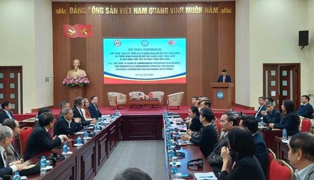 Séminaire "Passer en revue les 10 ans de partenariat intégral et mettre en œuvre le partenariat stratégique intégral Vietnam – Etats-Unis pour la paix, la coopération et le développement durable". Photo : VGP.