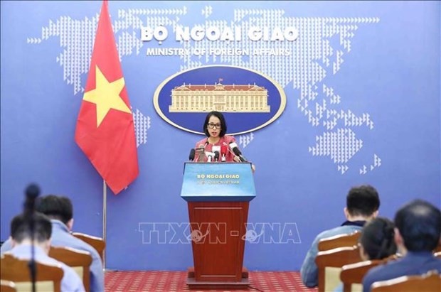 La porte-parole du ministère des Affaires étrangères, Pham Thu Hang, lors de la conférence de presse, à Hanoi, le 14 décembre. Photo : VNA.