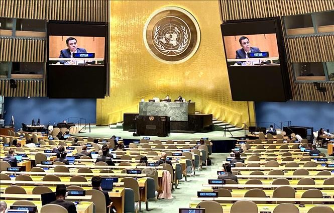 Une réunion de la 77e session de l’Assemblée générale des Nations Unies. Photo : VNA.