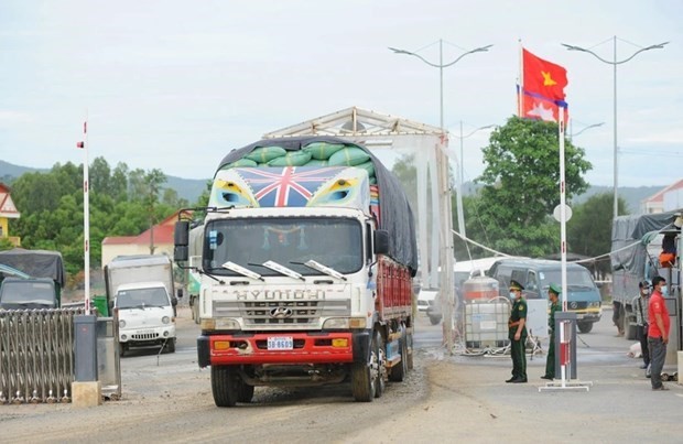 Au poste frontière international de Tinh Bien, à la frontière Vietnam - Cambodge. Photo : VNA.