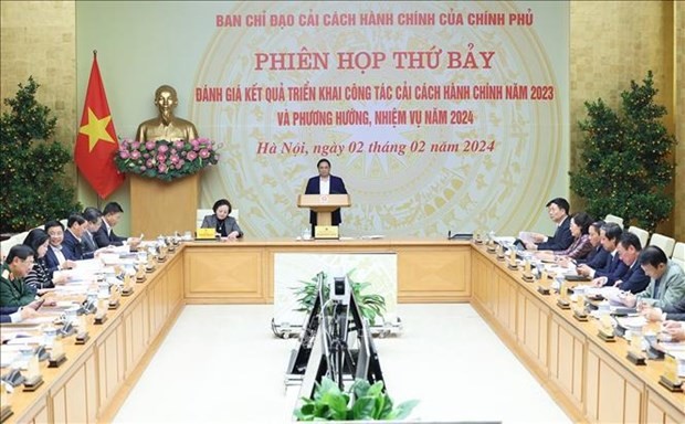 Le Premier ministre Pham Minh Chinh préside la 7e réunion du Comité de pilotage de la réforme administrative du gouvernement. Photo: VNA
