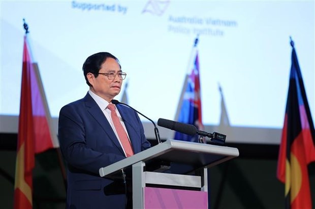 Le Premier ministre Pham Minh Chinh au forum des affaires Vietnam - Australie à Melbourne le 5 mars. Photo : VNA.