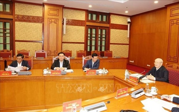 Première réunion du sous-comité du personnel du XIVe Congrès national du Parti, le 13 mars à Hanoi. Photo : VNA.