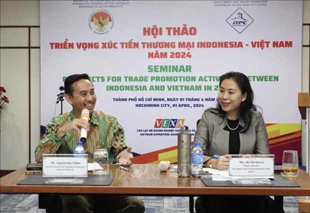 Des délégués à la conférence "Perspectives de promotion commerciale Indonésie-Vietnam en 2024". Photo : VNA.