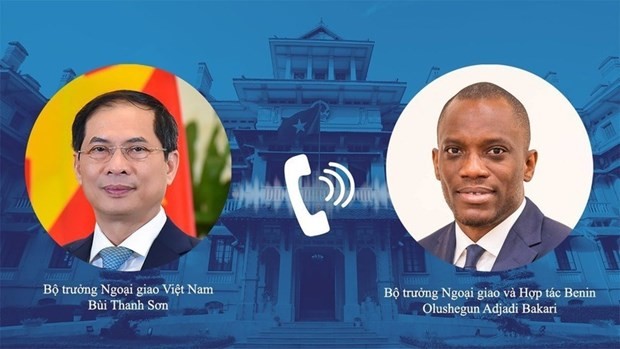 Le ministre des Affaires étrangères, Bui Thanh Son (gauche) et le ministre des Affaires étrangères et de la Coopération du Bénin, Olushegun Adjadi Bakari. Photo: VNA