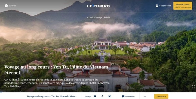 Le site de Yen Tu, une destination touristique réputée de la province de Quang Ninh (au nord) a été récemment honoré par le journal français Le Figaro. Photo: NDEL