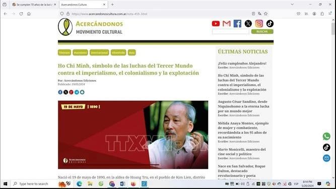 Le site internet argentin Acercandonos Cultura publie un article intitulé « Le Président Hô Chi Minh, symbole du tiers-monde dans la lutte contre l'impérialisme et le colonialisme ». Photo: VNA