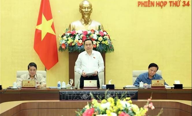 Le président de l'Assemblée nationale Trân Thanh Mân s'exprime lors de l'ouverture de la 34e réunion du Comité permanent de l’Assemblée nationale. Photo: VNA.