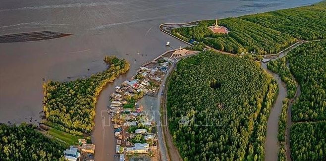 La région du Cap Ca Mau vue d'en haut. Photo: VNA