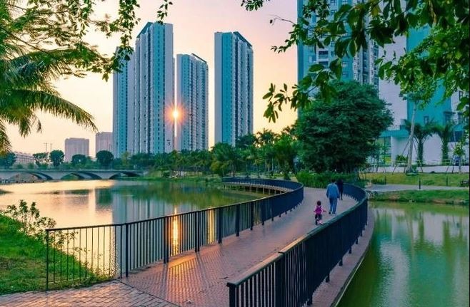 Un coin de la zone urbaine Ecopark dans le district de Van Giang, province de Hung Yen. Photo : Vietnamplus.