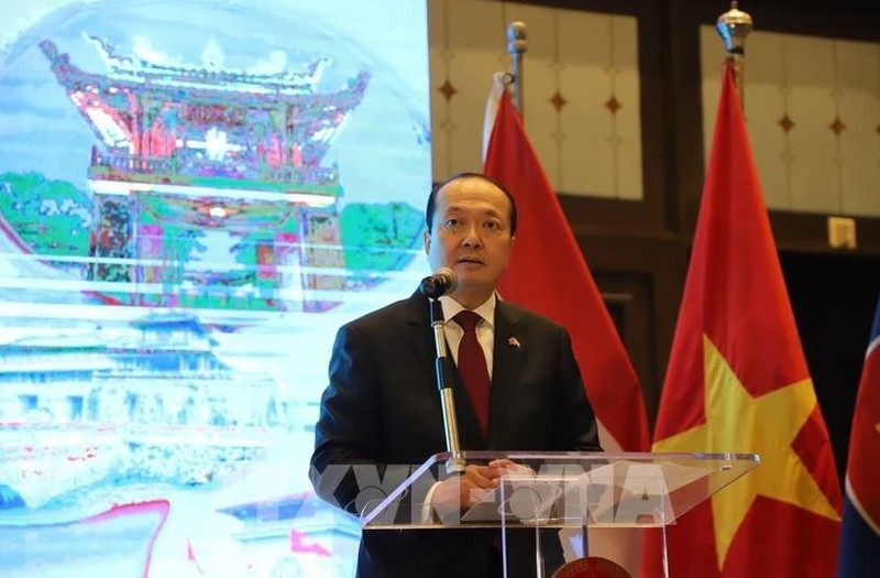 L'ambassadeur du Vietnam en Égypte Nguyen Huy Dung s'exprime lors de l'événement. Photo : VNA.