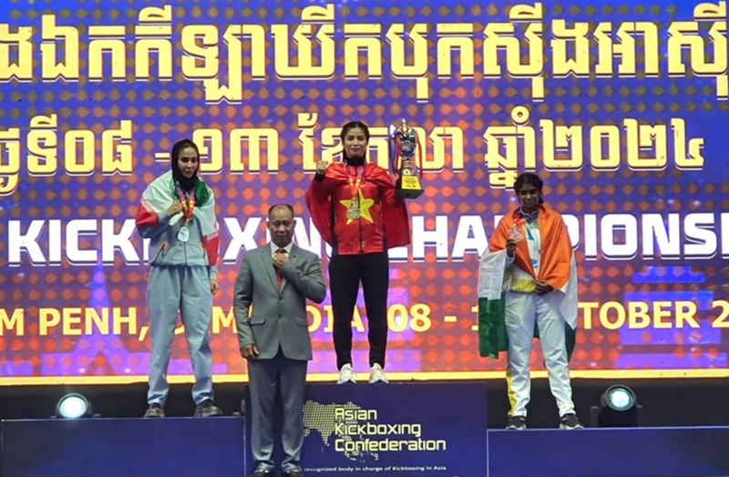 La boxeuse Vo Thi Hong Tham remporte la 11e médaille d'or pour le Vietnam. Photo : thethaovietnamplus.vn