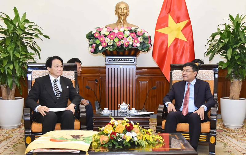 Le vice-ministre vietnamien des Affaires étrangères Nguyen Minh Vu (à droite) et Natsume Nagato, professeur, directeur général de l’Association japonaise pour la chirurgie des fentes labiales et palatines, et consul honoraire du Vietnam à Nagoya. Photo: baoquocte