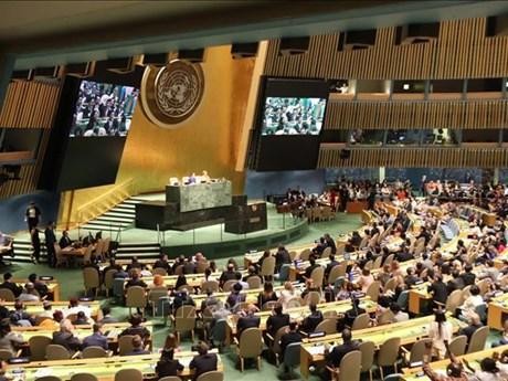 Vue de la séance de discussion de la Sixième Commission de l’Assemblée générale des Nations Unies. Photo : VNA.