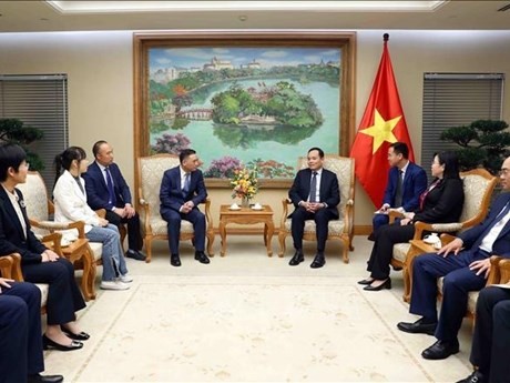 Le Vice-Premier ministre Trân Luu Quang (à droite) et le président du groupe chinois Sunny, Ye Liaoning. Photo: VNA