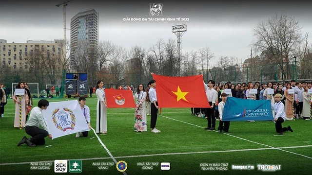 L'ouverture du tournoi de football (FEFA 2023). Photo fournie par le Comité de l'Union de la Jeunesse de l'Université des finances et de l'Université de l’économie russes.