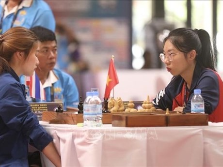 La joueuse d’échecs Pham Thanh Phuong Thao aux SEA Games 32. Photo : VNA.