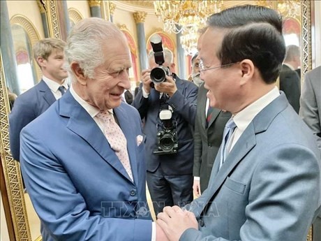 Le Président vietnamien, Vo Van Thuong, (à droite) et le Roi Charles III. Photo : VNA.