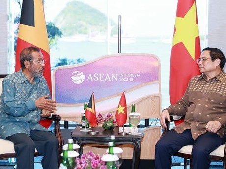Le Premier ministre vietnamien, Pham Minh Chinh (à droite) et son homologue du Timor Leste, Taur Matan. Photo : VNA.