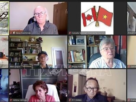 Des délégués lors du webinaire intitulé "Hô Chi Minh et la politique extérieure". Photo : VNA.