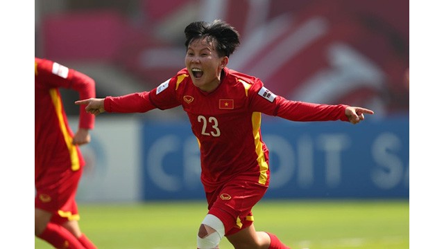 La joueuse Nguyên Thi Bich Thuy a marqué le but décisif pour amener l'équipe féminine vietnamienne à la finale de la Coupe du monde 2023. Photo: ttvn.toquoc.vn