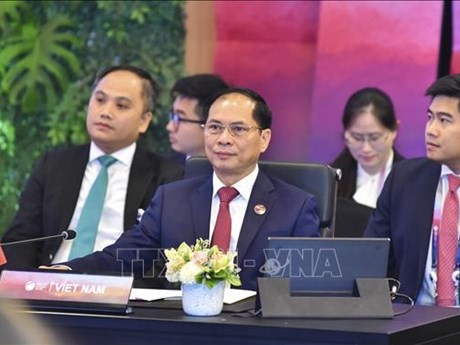 Le ministre vietnamien des Affaires étrangères, Bui Thanh Son (centre). Photo : VNA