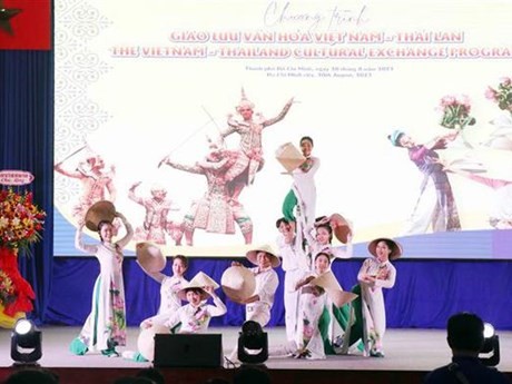 Un numéro de danse interprété par des artistes vietnamiens. Photo : VNA.