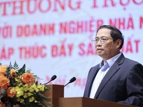 Le Premier ministre Pham Minh Chinh lors de la conférence. Photo : VNA.