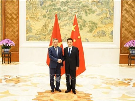 Tô Lâm (à gauche), ministre vietnamien de la Sécurité publique et Wang Xiaohong, ministre chinois de la Sécurité publique. Photo : VNA.
