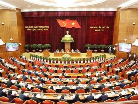 Le 8e Plénum du Comité central du Parti communiste du Vietnam du XIIIe mandat. Photo : VNA.