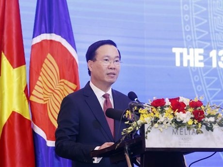 Le Président vietnamien, Vo Van Thuong, lors de la 13e Conférence des procureurs généraux ASEAN - Chine, à Hanoi, le 6 décembre. Photo : VNA.
