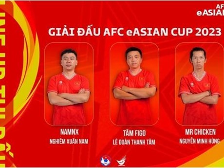 Les trois membres de l'équipe vietnamienne d'eFootball. Source : VFF.