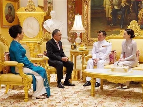 Le Roi de Thaïlande Maha Vajiralongkorn et la reine Suthida reçoivent en audience l’ambassadeur du Vietnam en Thaïlande, Phan Chi Thành. Photo : VNA.