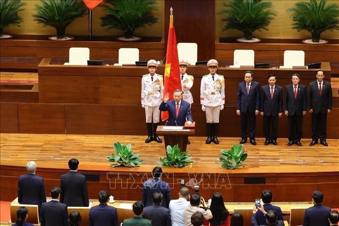 Le Président To Lam lors de la cérémonie d'investiture. Photo : VNA.