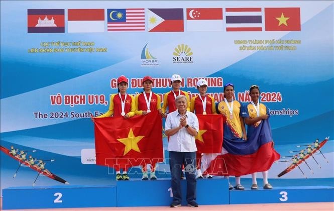 Le Vietnam en tête aux Championnats d'Asie du Sud-Est d'aviron et de canoë 2024. Photo : VNA.