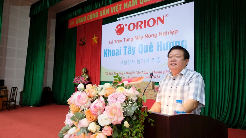 Le directeur adjoint du Service de l'Agriculture et du Développement rural de Hanoï, Nguyên Manh Phuong s'exprime lors de la cérémonie. Photo : hanoimoi.vn