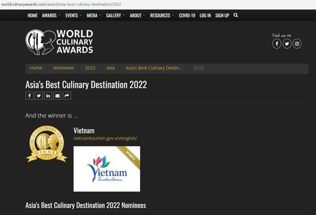 Le Vietnam a remporté le titre "Meilleure destination culinaire en Asie en 2022". 
