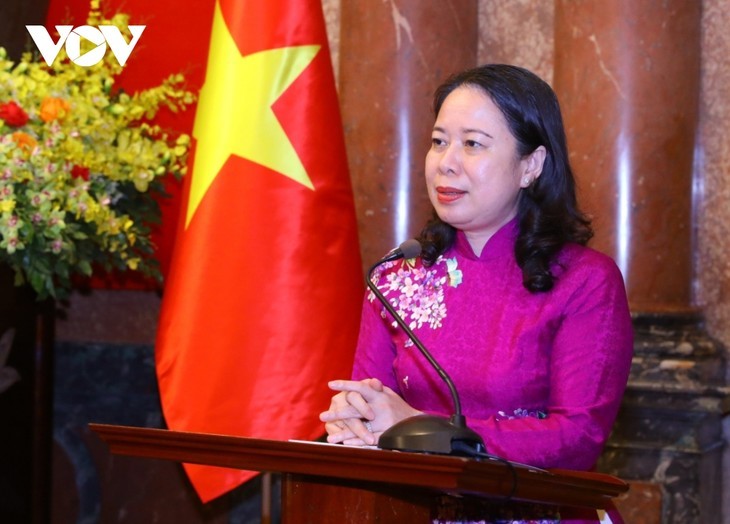 La Vice-Présidente du Vietnam, Vo Thi Anh Xuân, prend la parole. Photo : VOV.