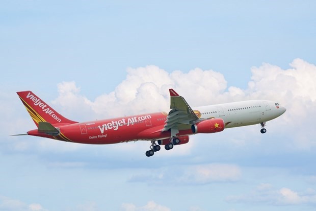 Un avion de Vietjet en plein vol. Photo : VNA.