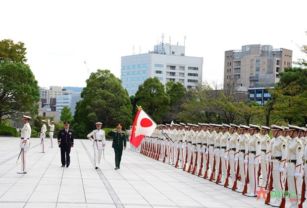 Cérémonie d'accueil du général de corps d’armée Nguyen Tan Cuong au siège du ministère japonais de la Défense. Photo: qdnd.vn