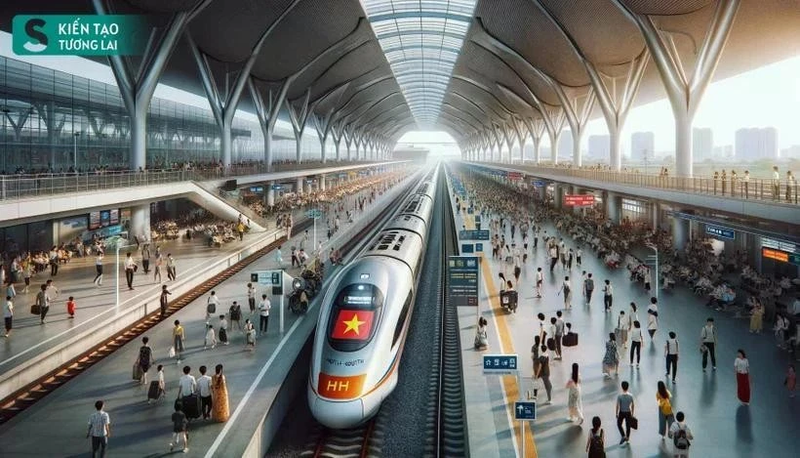 Image illustrative de la future ligne ferroviaire à grande vitesse Nord-Sud utilisant l'application Chat GPT. Photo : VNA.