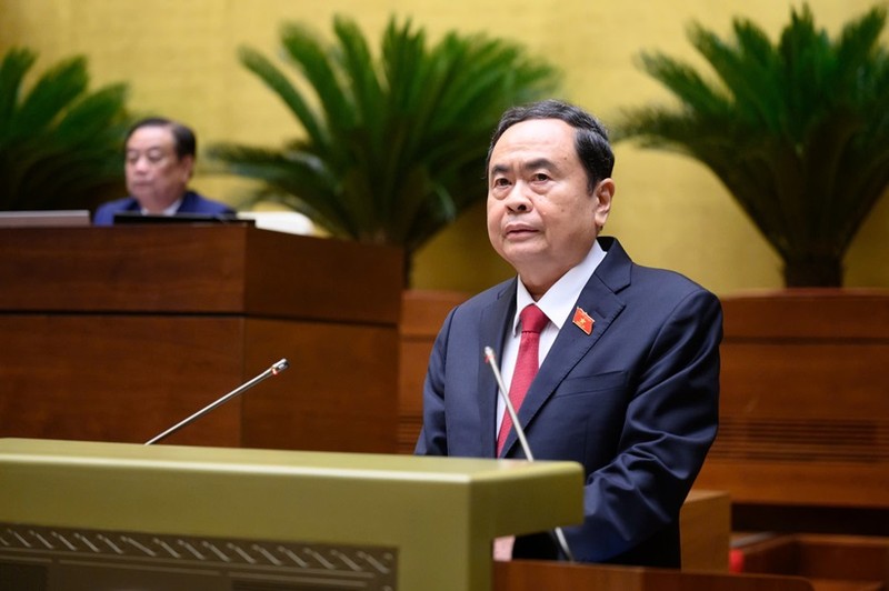 Le président de l’Assemblée nationale, Trân Thanh Mân, prend la parole lors de la session. Photo : Quochoi.
