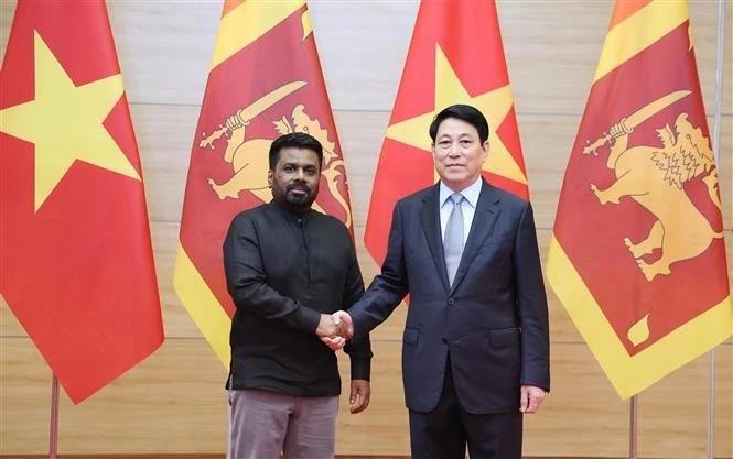 Le président vietnamien Luong Cuong (droite) et son homologue sri-lankais Anura Kumara Disanayaka. Photo : VNA.