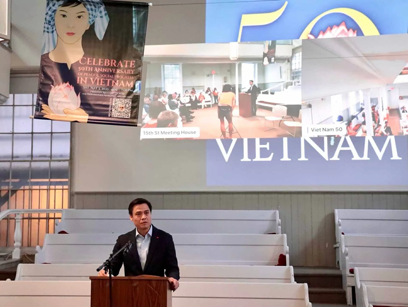 L’ambassadeur Dang Hoang Giang, chef de la Mission permanente du Vietnam auprès des Nations Unies, s'exprime lors de l'événement. Photo : Baoquocte.
