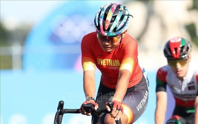 La cycliste vietnamienne Nguyen Thi That. Photo: VNA