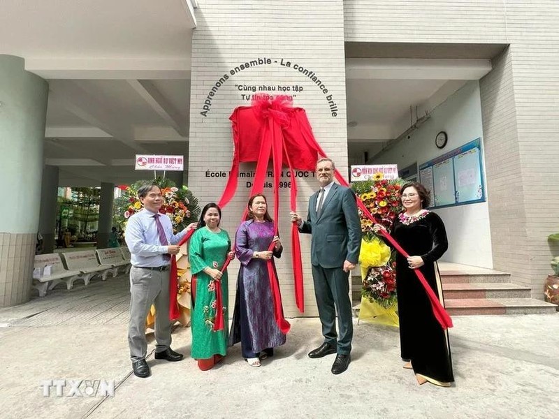 Cérémonie de remise du LabelFrancÉducation à l'école primaire Trân Quôc Toan. Photo : VNA.